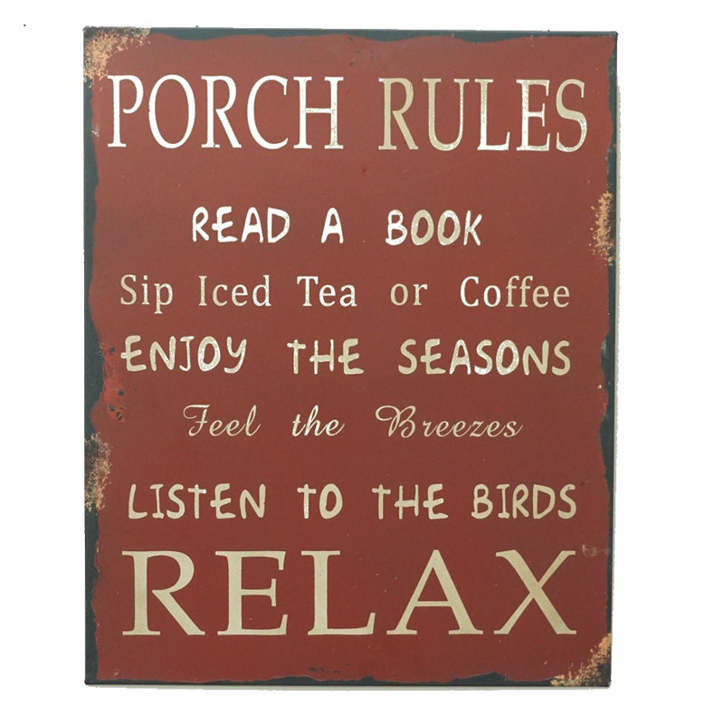 Winston Porter 'Porch Rules' Metal Wall Décor & Reviews Wayfair